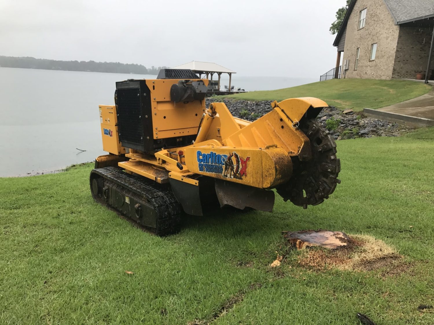 Stump grinder removing a stump at Lake Martin